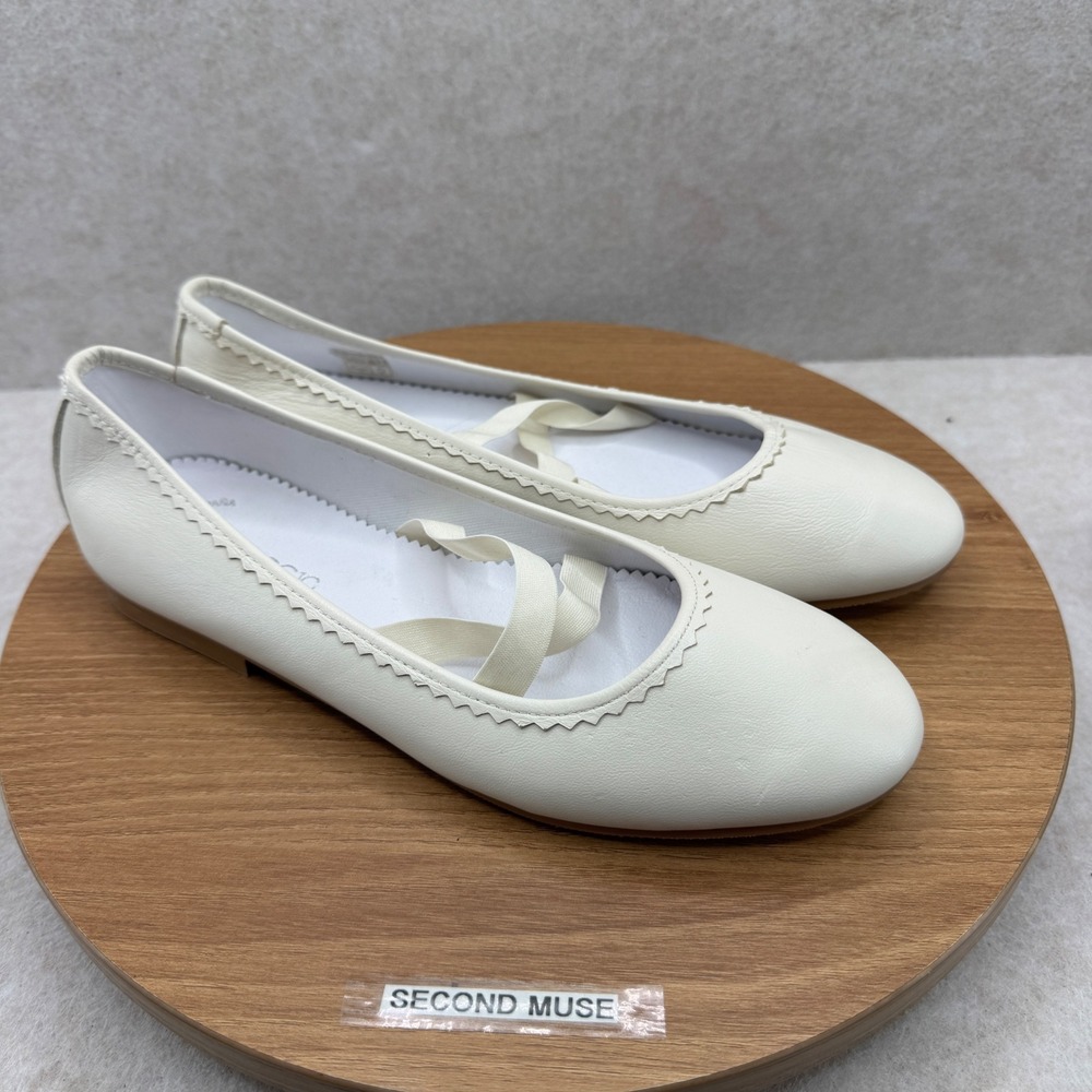 Bass10‎ Ballet Flats 37 6.5 White Leather Balletcore Coquette Spain